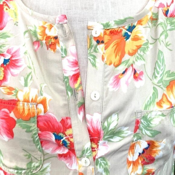 Liz Claiborne Floral Button Down Midi/Maxi Dress Pockets Sz 10P 58A - Picture 6 of 9